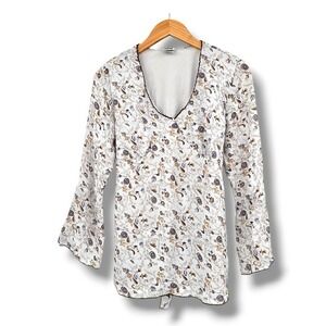 Vintage Y2k Take‎ Nine Maternity Blouse Medium Floral Print Long Sleeve Tie Back